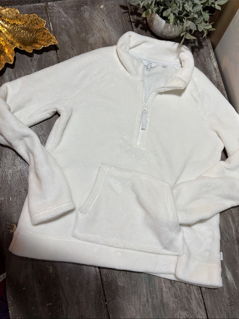 FatFace cream half-zip fleece pullover
